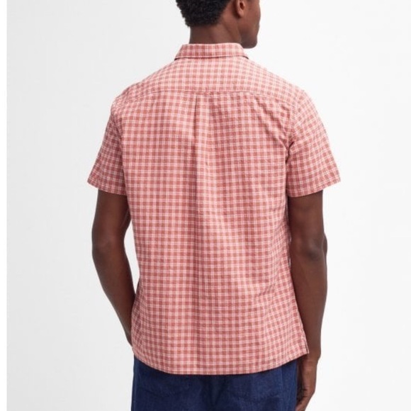 Barbour Men’s Short Sleeve Tristan Summer Shirt in Pink Clay Large - Picture 11 of 14